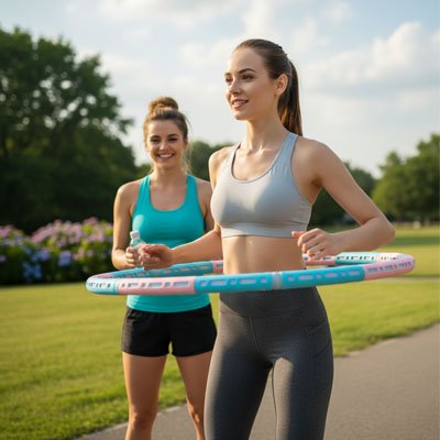 Femme qui fait de l'exercice avec Hula hoop cerceau surface douce avec mousse protectrice